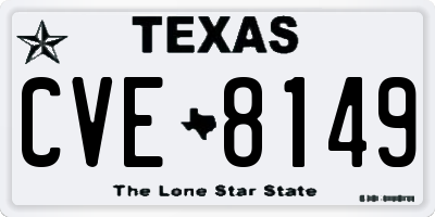 TX license plate CVE8149