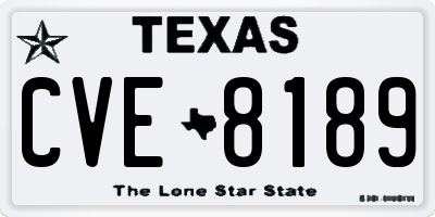 TX license plate CVE8189