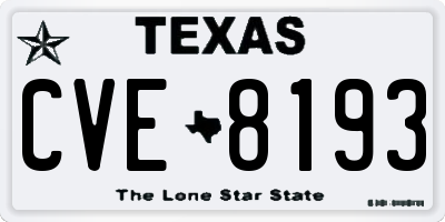 TX license plate CVE8193