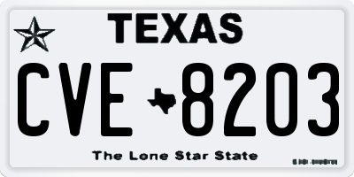 TX license plate CVE8203