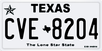 TX license plate CVE8204