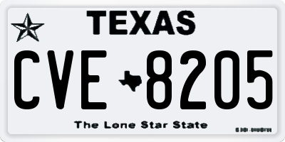 TX license plate CVE8205