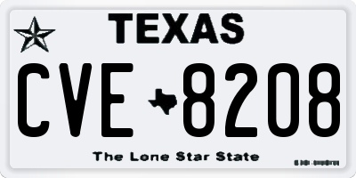 TX license plate CVE8208