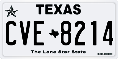 TX license plate CVE8214