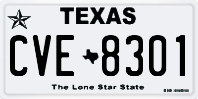 TX license plate CVE8301