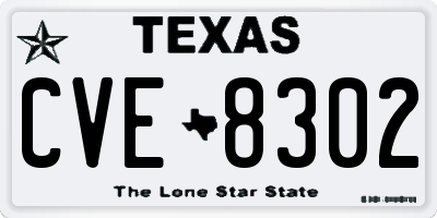 TX license plate CVE8302