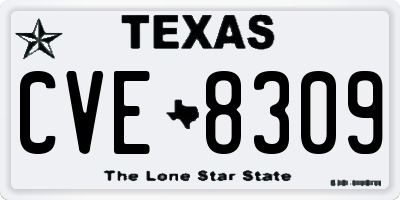 TX license plate CVE8309