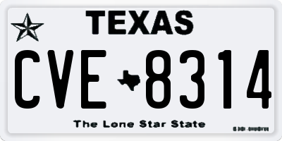 TX license plate CVE8314