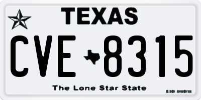 TX license plate CVE8315