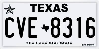 TX license plate CVE8316