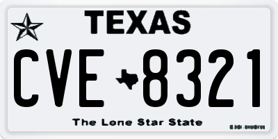 TX license plate CVE8321