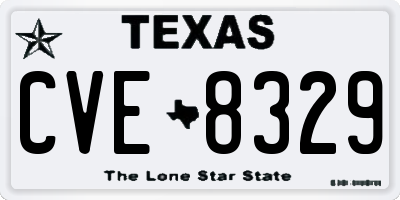 TX license plate CVE8329