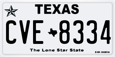 TX license plate CVE8334