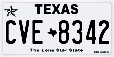 TX license plate CVE8342