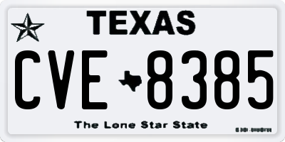 TX license plate CVE8385