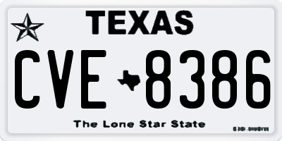 TX license plate CVE8386