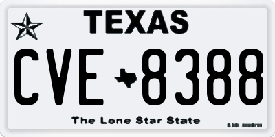 TX license plate CVE8388