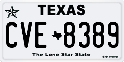 TX license plate CVE8389