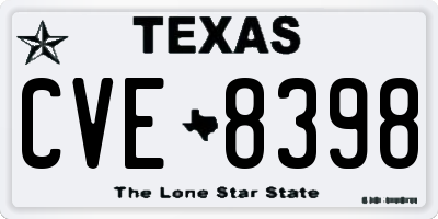TX license plate CVE8398