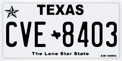 TX license plate CVE8403
