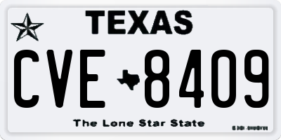 TX license plate CVE8409