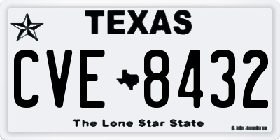 TX license plate CVE8432