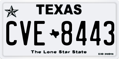 TX license plate CVE8443