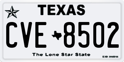 TX license plate CVE8502