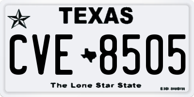 TX license plate CVE8505