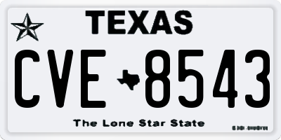 TX license plate CVE8543