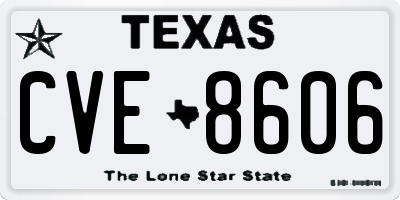 TX license plate CVE8606