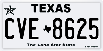 TX license plate CVE8625