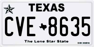 TX license plate CVE8635