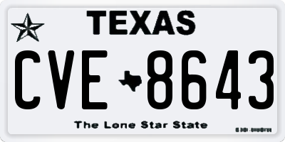 TX license plate CVE8643