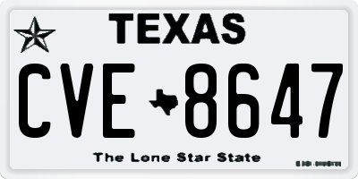 TX license plate CVE8647