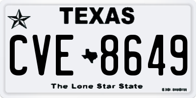 TX license plate CVE8649