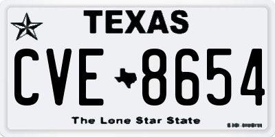 TX license plate CVE8654