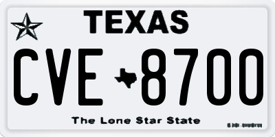 TX license plate CVE8700