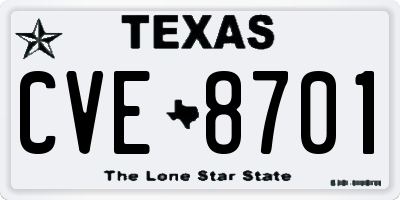 TX license plate CVE8701