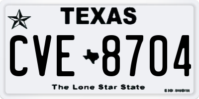 TX license plate CVE8704