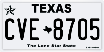 TX license plate CVE8705