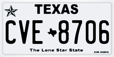 TX license plate CVE8706
