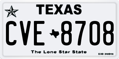 TX license plate CVE8708