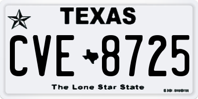 TX license plate CVE8725