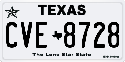 TX license plate CVE8728