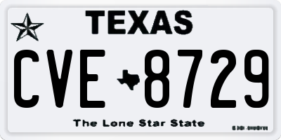 TX license plate CVE8729