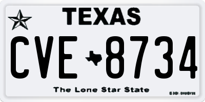 TX license plate CVE8734