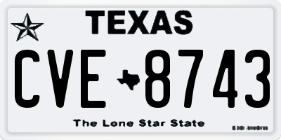 TX license plate CVE8743
