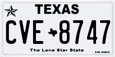 TX license plate CVE8747