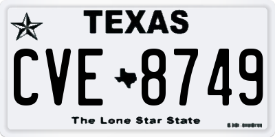 TX license plate CVE8749